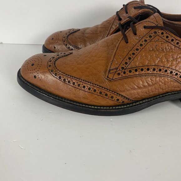 Vintage Hartt Dress Shoes Men's Size 11 Tan Camel Brown Derby Oxford Brogue - Picture 6 of 11